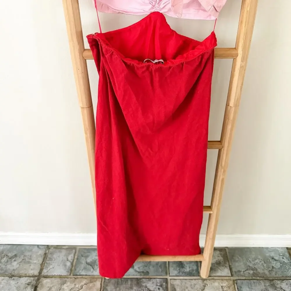 Abercrombie & Fitch Julia Slip Cutout Maxi Dress Red Pink Floral Size Large